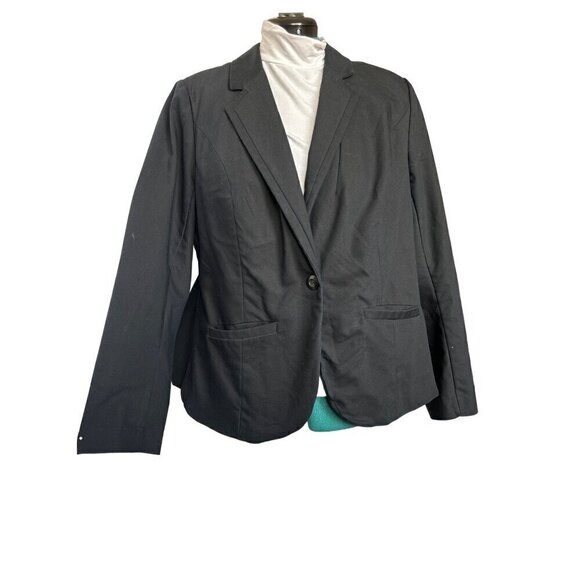 Lane Bryant Blazer Black Women 18 Classic Tailored  One Button Cotton Poly Blend - Picture 1 of 15